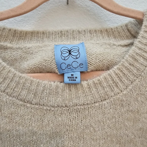 CeCe Beige Sweater with White Floral Details - Picture 3 of 6